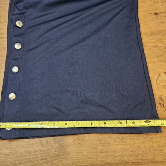 Aerie Pull On Side Snap Culotte Wide Leg Cropped Pants Pockets Navy Size Medium - Picture 11 of 14